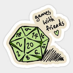 Games with Friends 20-Sided Dice Sticker